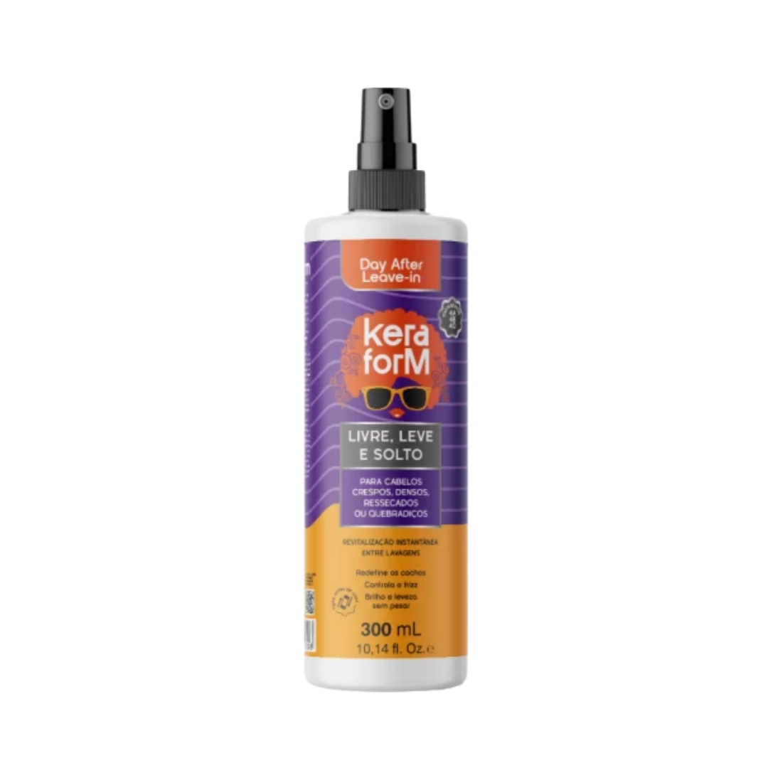 Skafe Keraform Day After leave-in curl refresher, 300ml, white spray bottle with purple-orange label