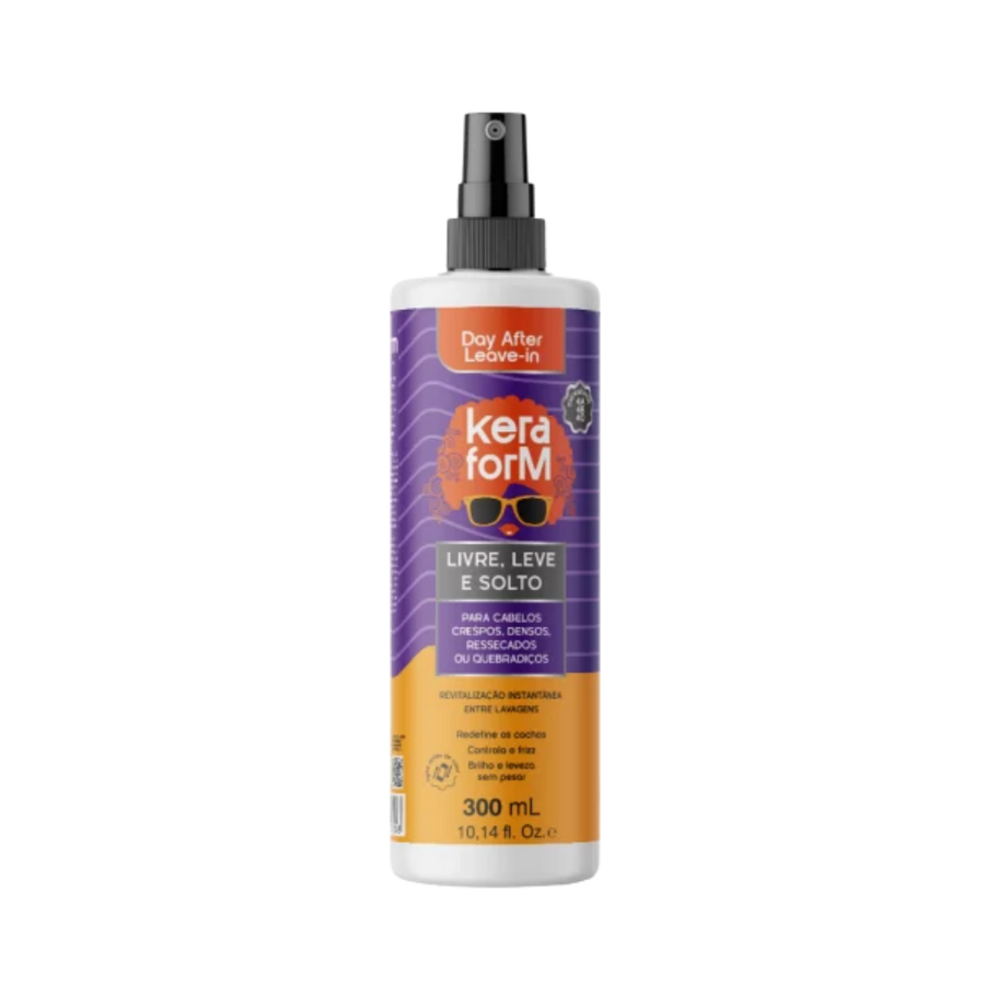 Skafe Keraform Day After leave-in curl refresher, 300ml, white spray bottle with purple-orange label