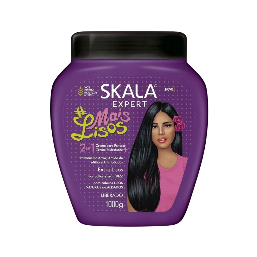 Skala Expert Mais Lisos 2-in-1 hair cream jar 1000g, purple tub with black lid
