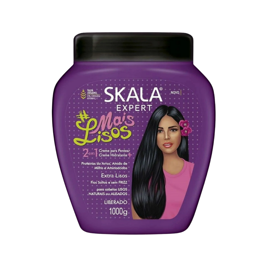 Skala Expert Mais Lisos 2-in-1 hair cream jar 1000g, purple tub with black lid
