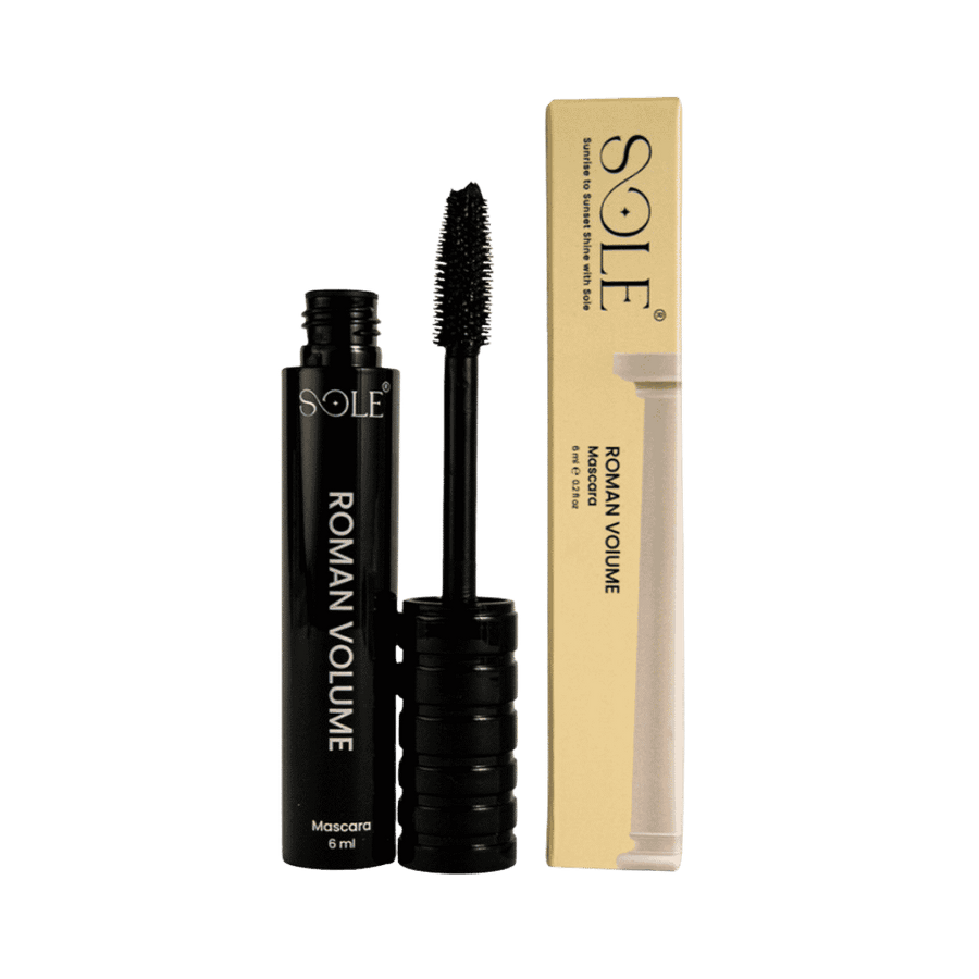 Sole Roman Volume Mascara 6ml with visible packaging and brand name, including the mascara tube and brush details.