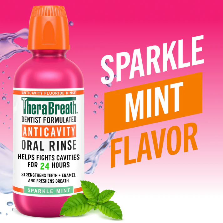 TheraBreath Dentist Formulated Anticavity Oral Rinse Sparkle Mint - 473ml | ثيرا بريث غسول للفم ضد التسوس - 473 مل
