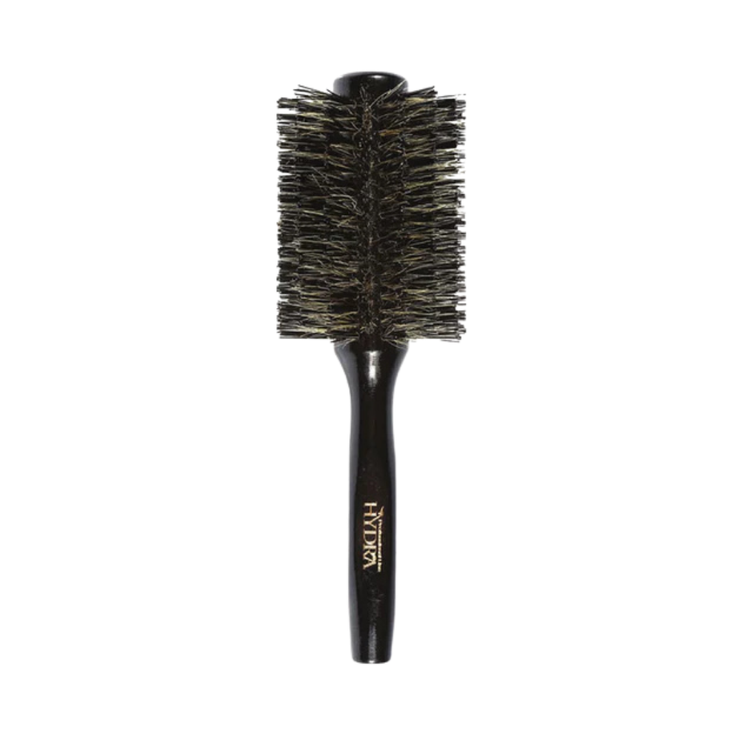 Tarko Hydra Professional Line round hair brush, black handle with bristles, designed for styling and detangling.