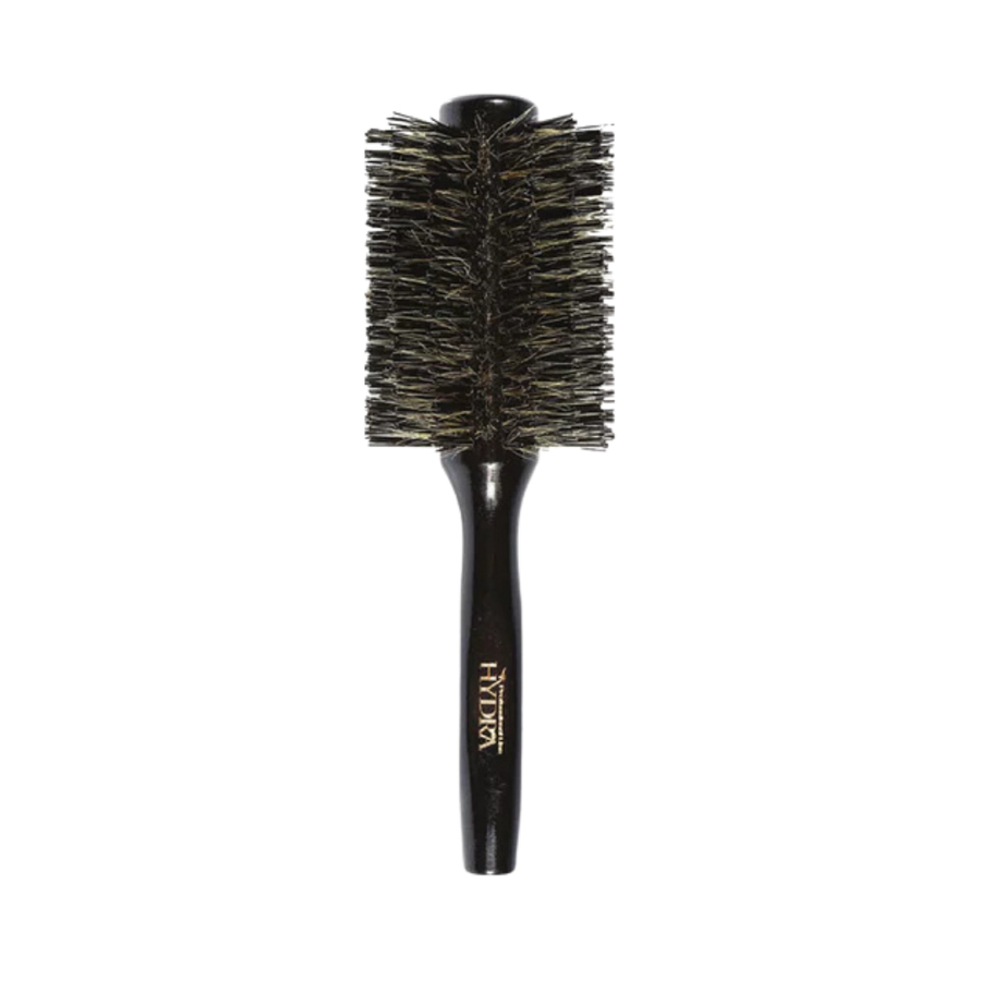 Tarko Hydra Professional Line round hair brush, black handle with bristles, designed for styling and detangling.