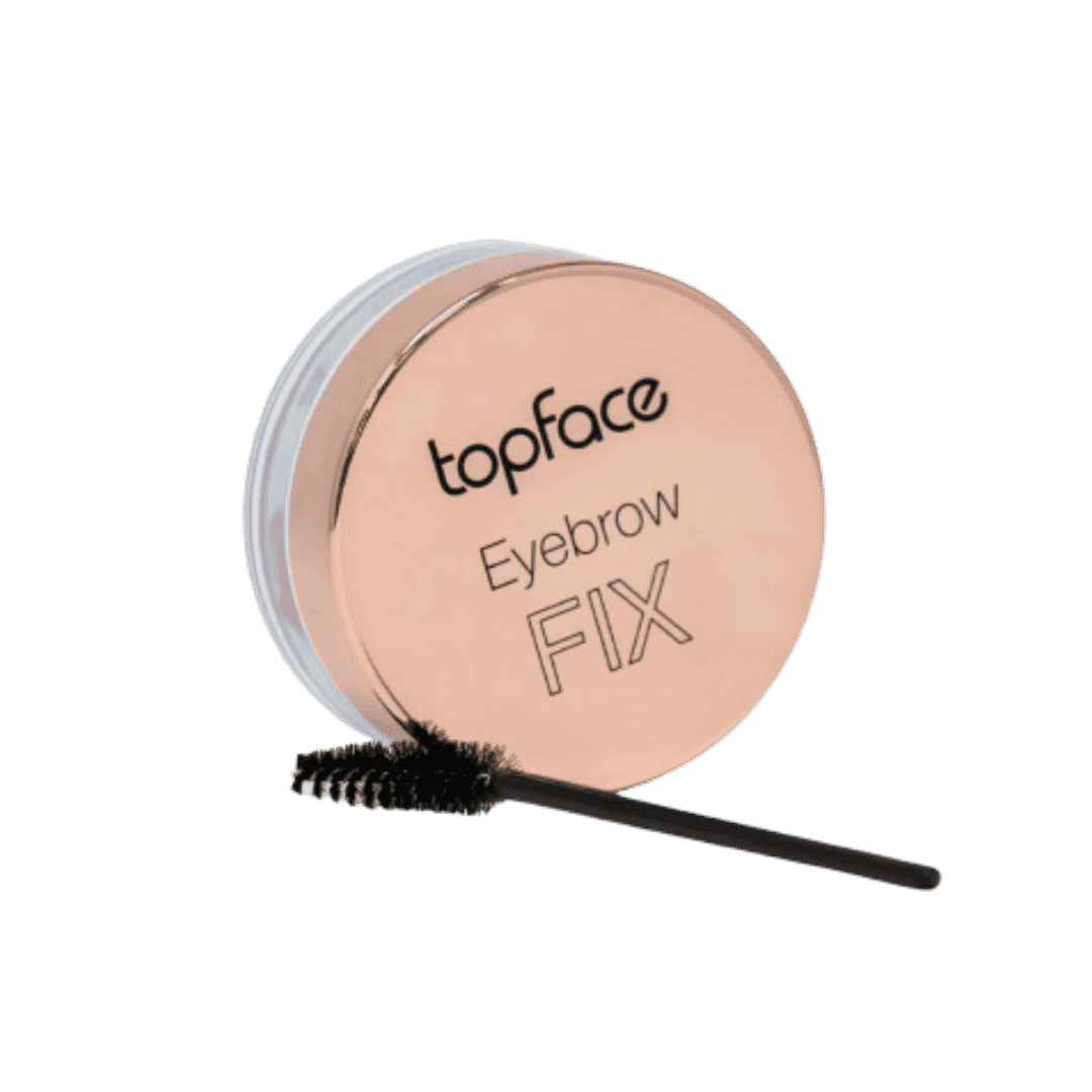 Topface eyebrow fix wax compact with spoolie brush beige round case with clear base