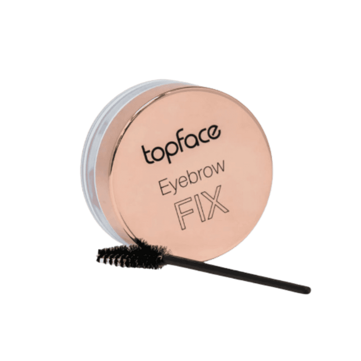 Topface eyebrow fix wax compact with spoolie brush beige round case with clear base
