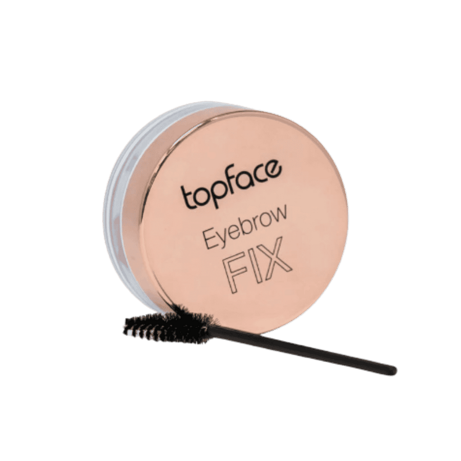 Topface eyebrow fix wax compact with spoolie brush beige round case with clear base