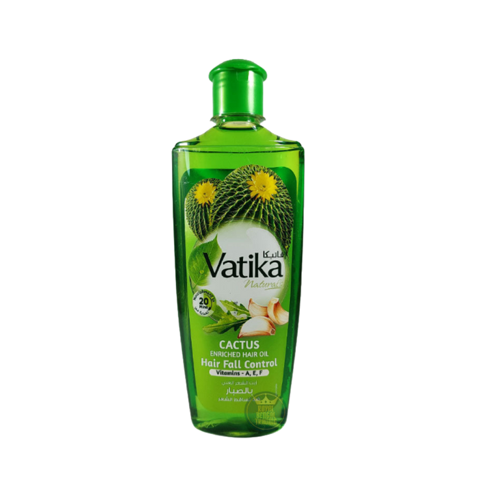Vatika Naturals Cactus Enriched Hair Oil Hair Fall Control 200ml green bottle with pump cap