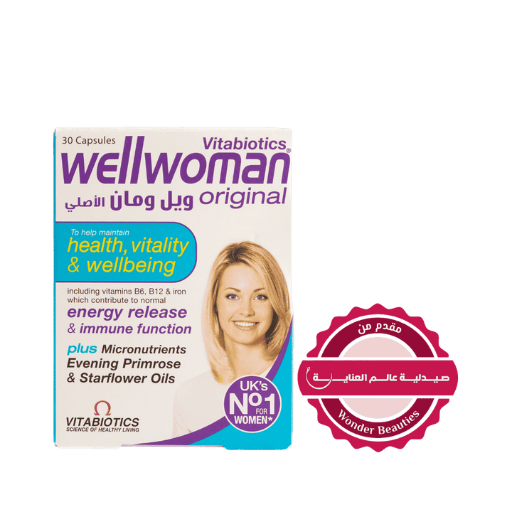 Vitabiotics Wellwoman Original multivitamin capsules box 30 capsules women supplement packaging energy immune support