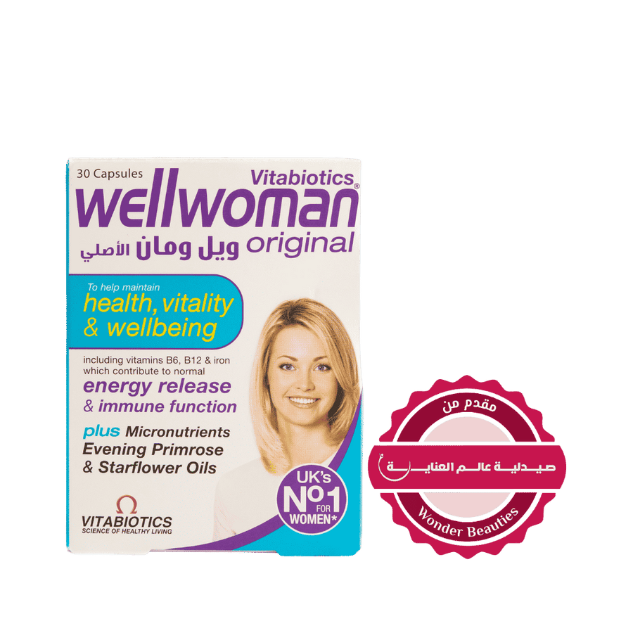 Vitabiotics Wellwoman Original multivitamin capsules box 30 capsules women supplement packaging energy immune support