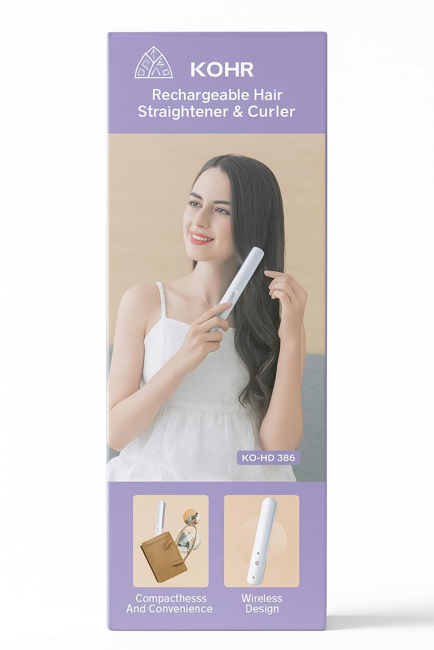 KOHR Rechargeable Hair Straightener & Curler |  كوهر جهاز لفرد وتمويج الشعر القابل للشحن