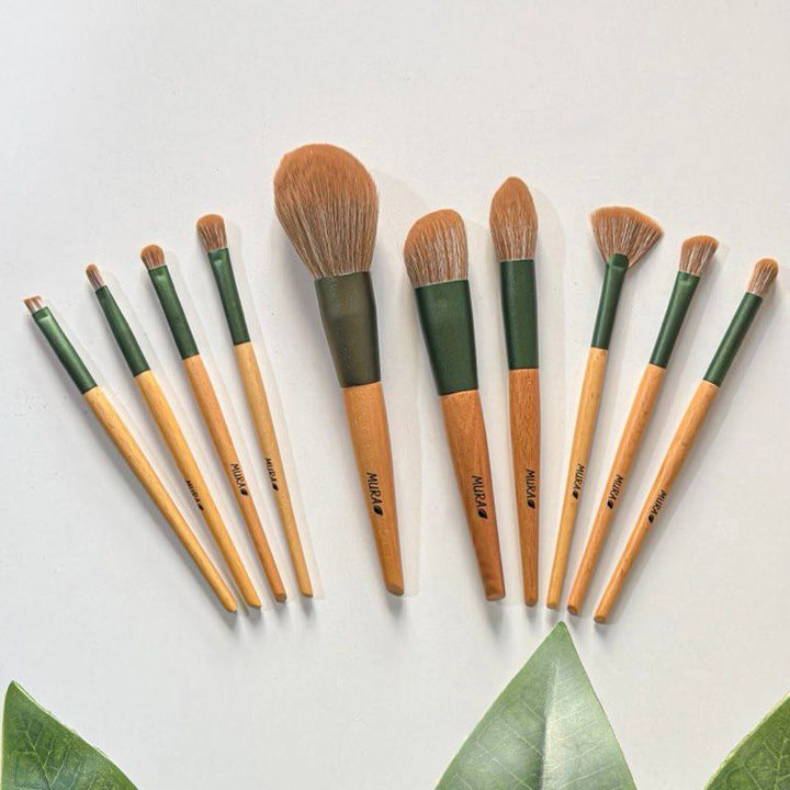 Mura Makeup Brush Set - 10pcs | مورا مجموعة فرش مكياج - 10 قطع