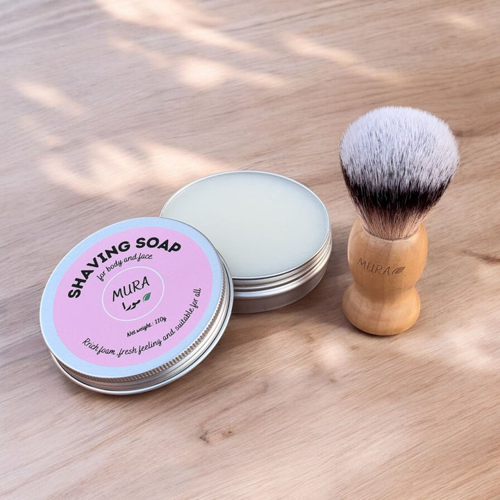 Mura Shaving Soap For Body & Face + Brush - 110g | مورا صابونة و فرشة الحلاقة - 110 غرام