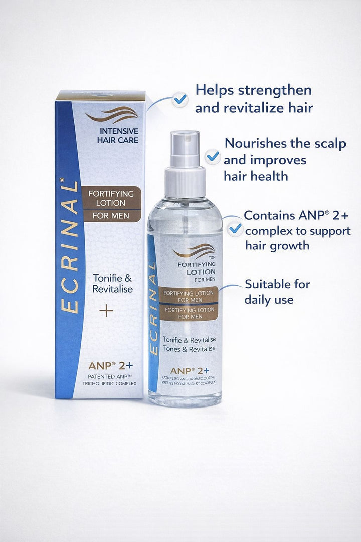 ECRINAL Lotion Fortifiante For Men Tones & Revitalies - 200ml | اكرينال بخاخ مقوي للشعر للرجال - 200 مل