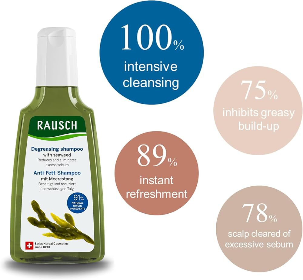 RAUSCH Anti-grease shampoo With seaweed - 200ml | راوش شامبو للشعر وفروة الرأس الدهنية - 200 مل