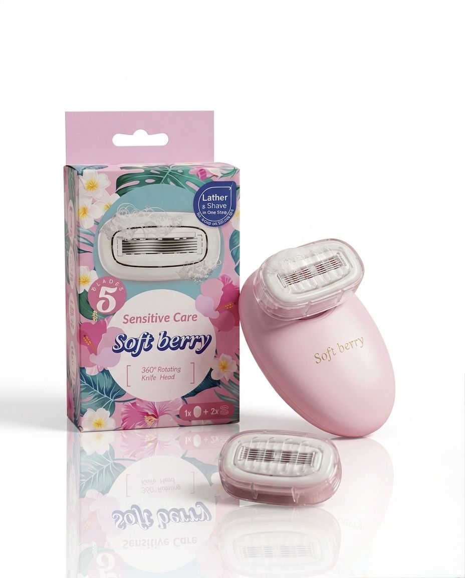 Soft berry Sensitive Care 5 Blades Lather & Shave | سوفت بيري ماكينة حلاقة 5 شفرات للبشرة الحساسة