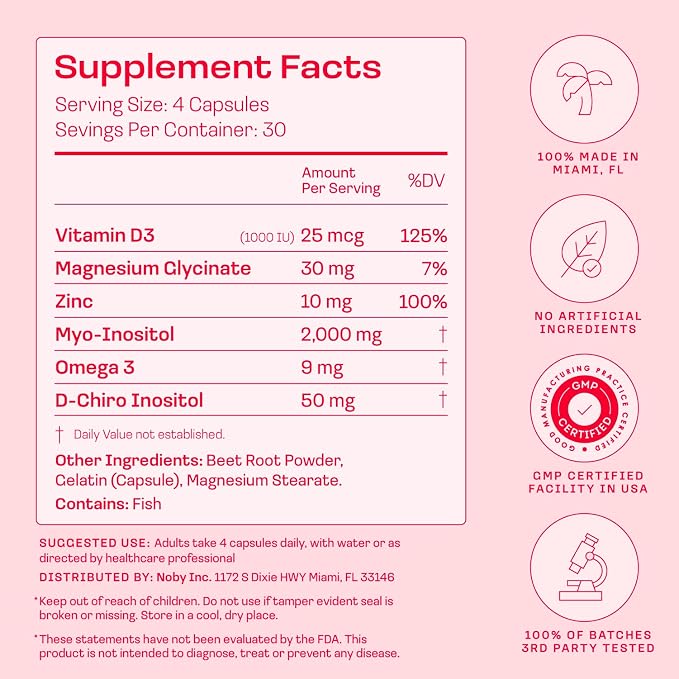 Peach Perfect Inositol Multivitamin - 120 Capsules | بيتش برفكت فيتامينات مكمل غذائي يساعد في تنظيم الدورة الشهرية  - 120 كبسولة
