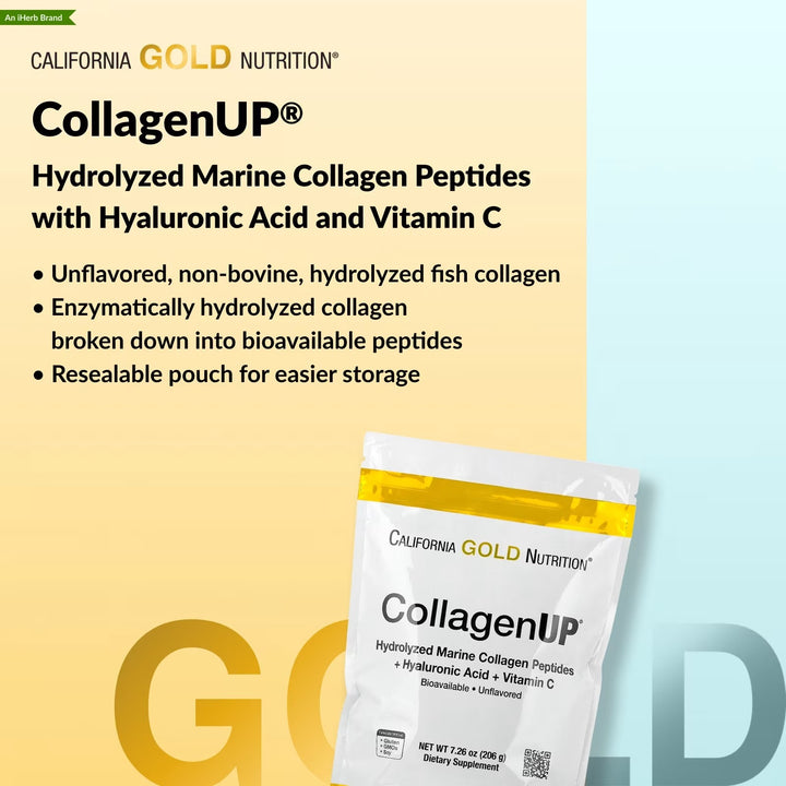 California Gold Nutrition, CollagenUP, Hydrolyzed Marine - 206g | كاليفورنيا غولد نيوتريشن مسحوق الكولاجين البحري - 206 غ
