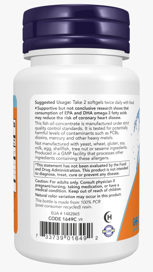 Now Omega 3 Fish Oil 1000Mg - 30 Softgel |ناو أوميغا-3 زيت السمك1000 ملغ