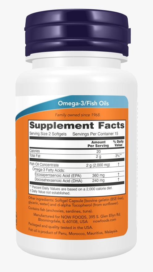 Now Omega 3 Fish Oil 1000Mg - 30 Softgel |ناو أوميغا-3 زيت السمك1000 ملغ