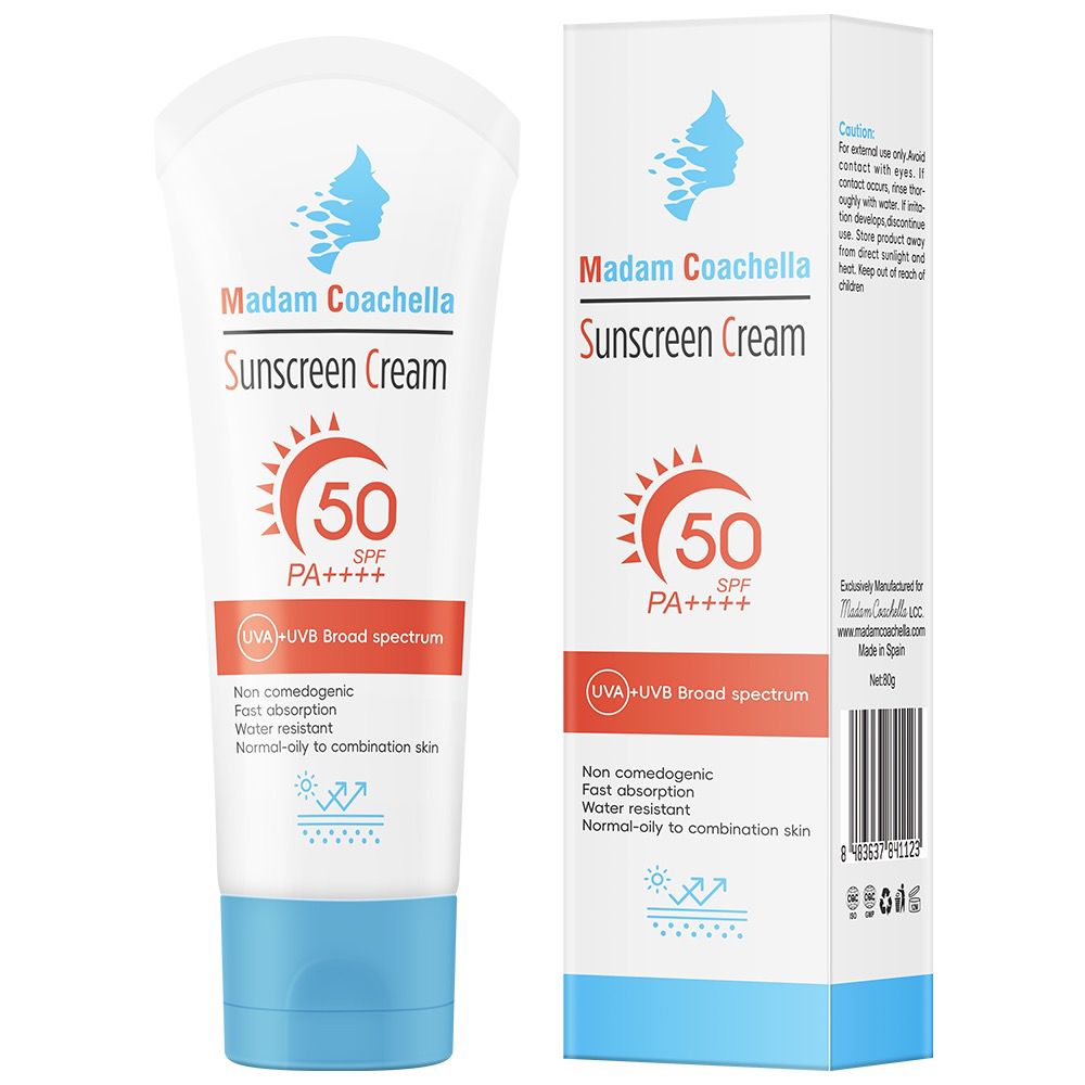 Madam Coachella Sunscreen Spf 50PA++++ - 80g | مدام كوتشيلا كريم واقي شمسي spf 50++++ - 80 غرام