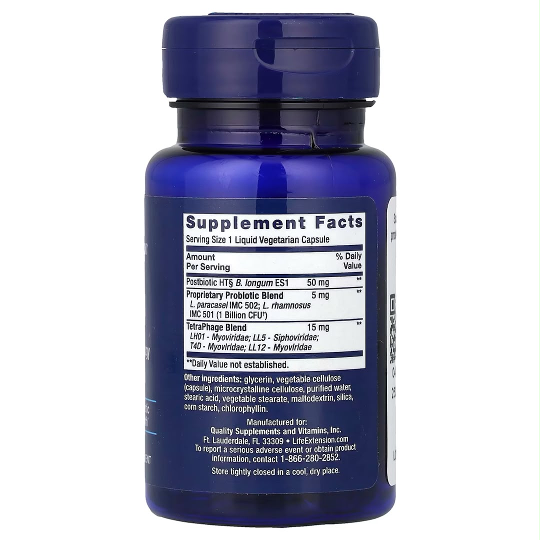 Life Extension FLORASSIST Probiotic GI with Phage Technology - 30 Liquid Vegetarian Capsules |لايف إكستنشن فلوراسيست بروبيوتيك لصحة الجهاز الهضمي- 30 كبسولة نباتية