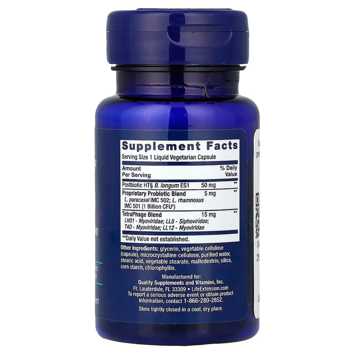 Life Extension FLORASSIST Probiotic GI with Phage Technology - 30 Liquid Vegetarian Capsules |لايف إكستنشن فلوراسيست بروبيوتيك لصحة الجهاز الهضمي- 30 كبسولة نباتية