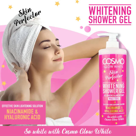 COSMO Glow White  Whitening Shower Gel Skin Perfector - 1000ml | كوزمو سائل استحمام مفتح للبشرة - 1000 مل