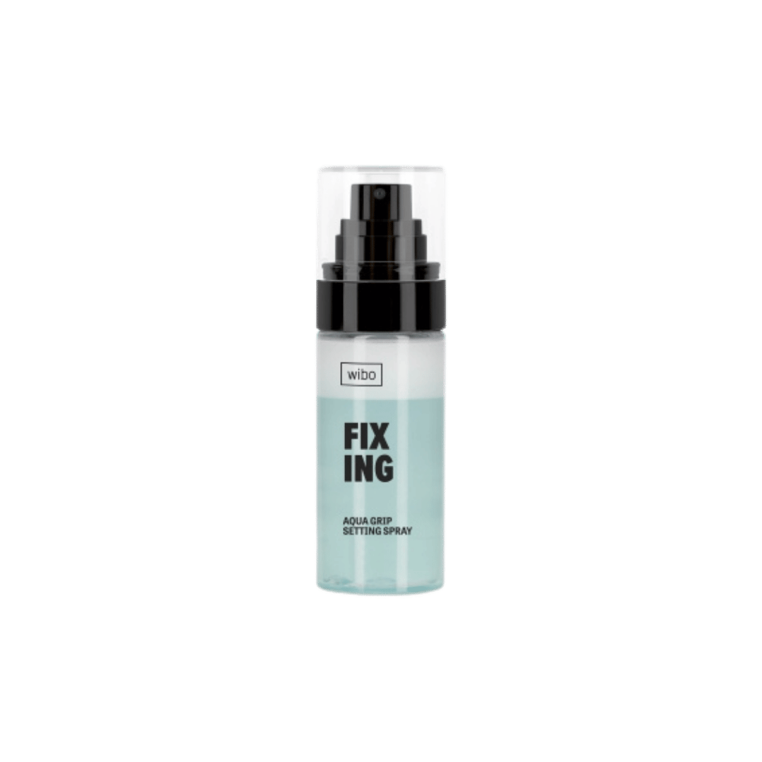 wiho Fixing Aqua Grip Setting Spray, turquoise bottle with black pump and clear cap