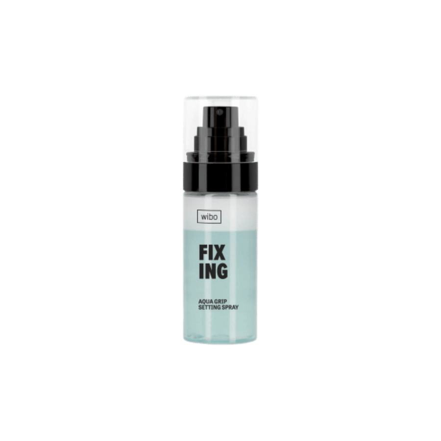 wiho Fixing Aqua Grip Setting Spray, turquoise bottle with black pump and clear cap