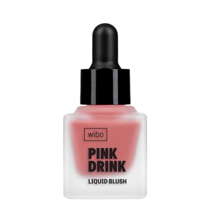Wibo Pink Drink Liquid Blush in a 30ml dropper bottle with pink liquid inside.