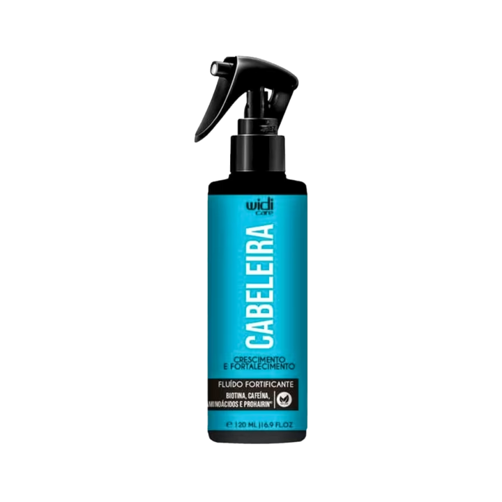 Widi Care Cabelheira Fortifying Fluid, 120ml, for hair growth and strengthening, with biotin, caffeine, and prohairin.
