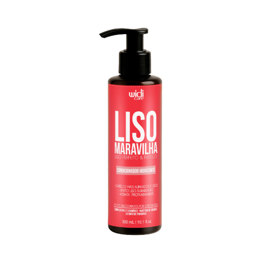 Widi Care Liso Maravilha Hydrating Conditioner, 300ml bottle with pump dispenser, designed for smooth and straight hair.