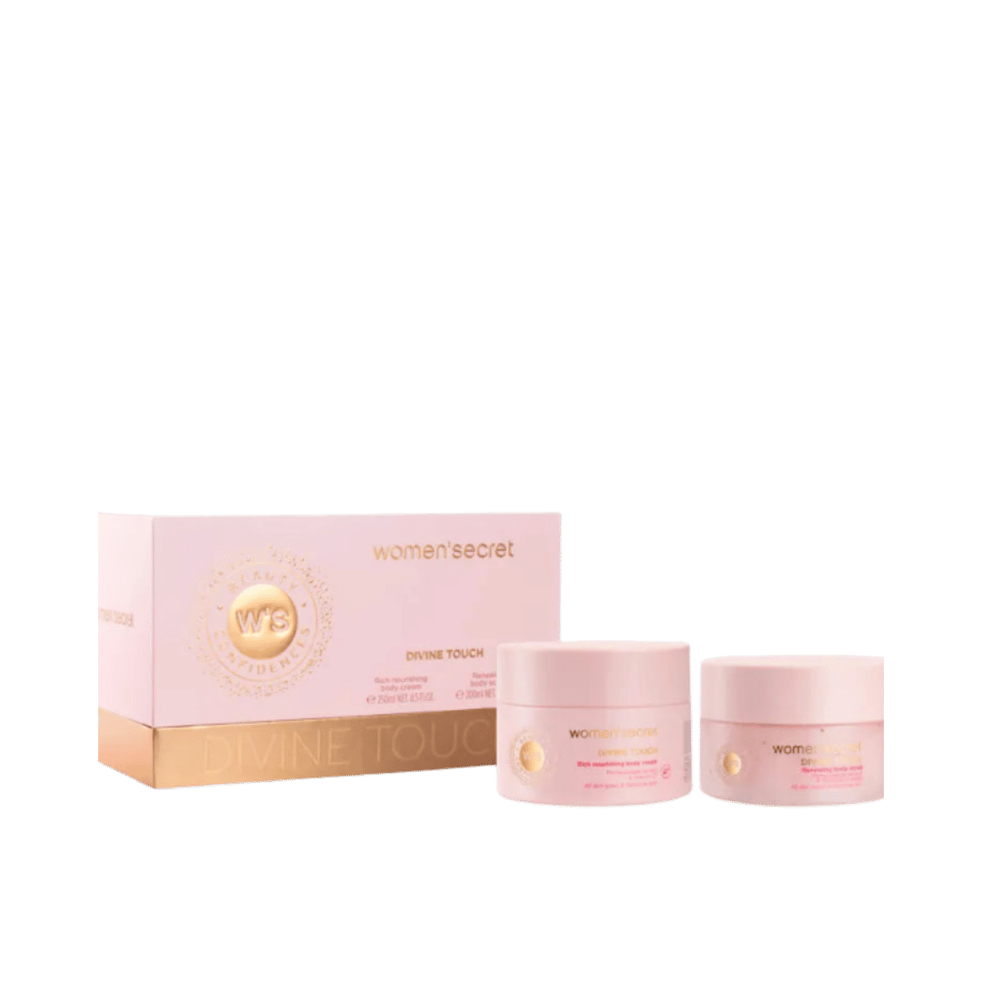 women’secret Divine Touch gift set with pink box and two pink body care jars