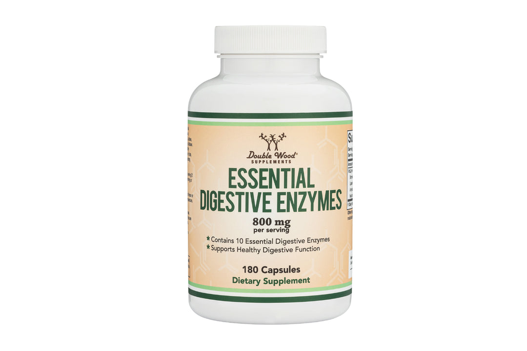 Double Wood Essential Digestive Enzymes 800 mg - 180 Capsules | دابل وود إنزيمات هضم أساسية 800 ملغ - 180 كبسولة