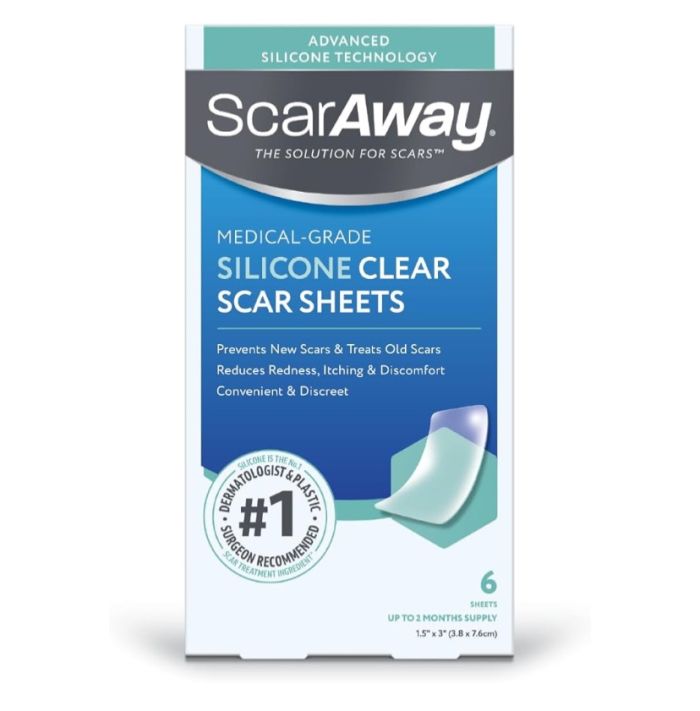 ScarAway Silicone Clear Scar Sheets - 6sheets | شرائح سيليكون لعلاج الندوب - 6 شرائح