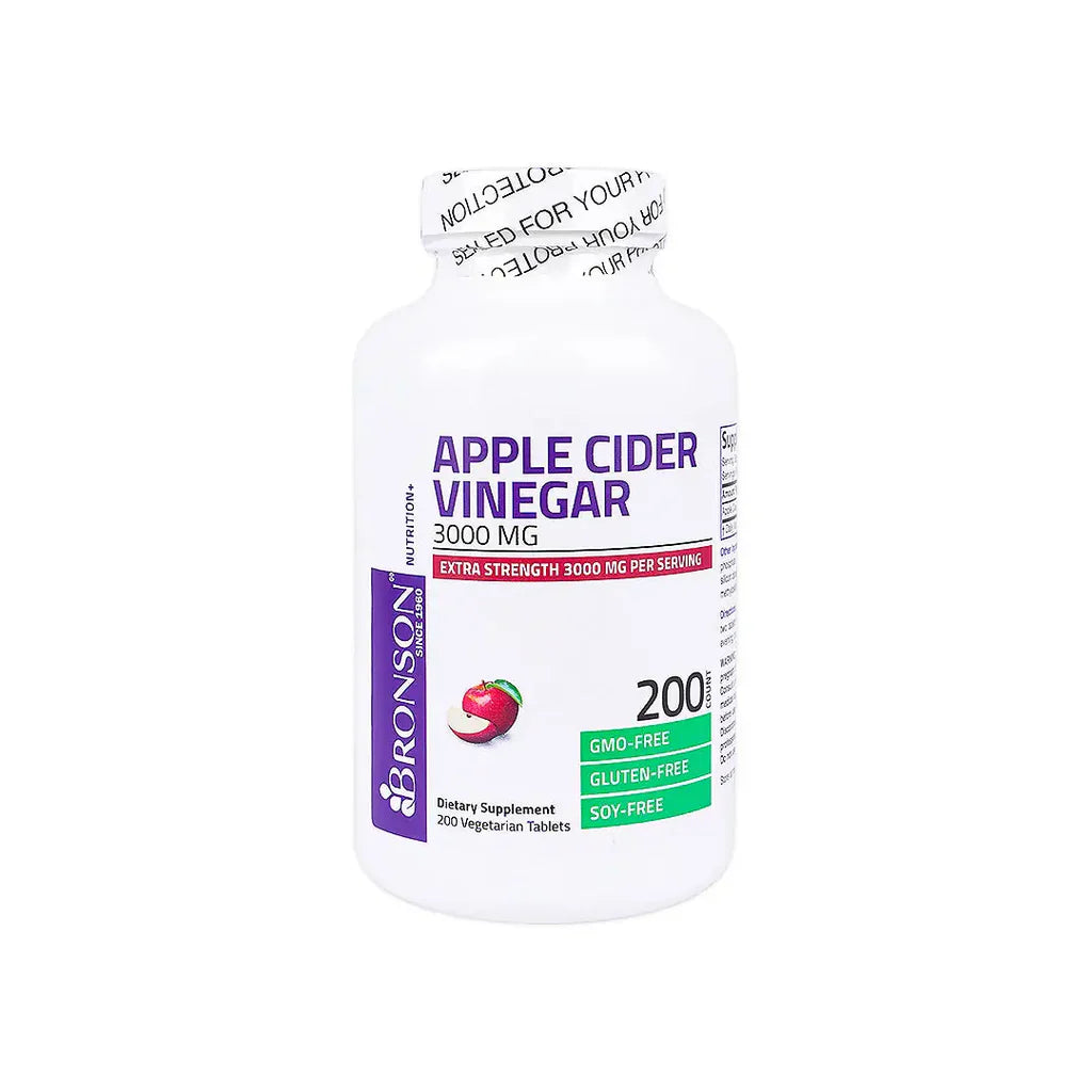 BRONSON Apple Cider Vinegar 3000mg - 200 Vegetarian Tablets | برونسون خل التفاح 3000 ملغ - 200 قرص نباتي
