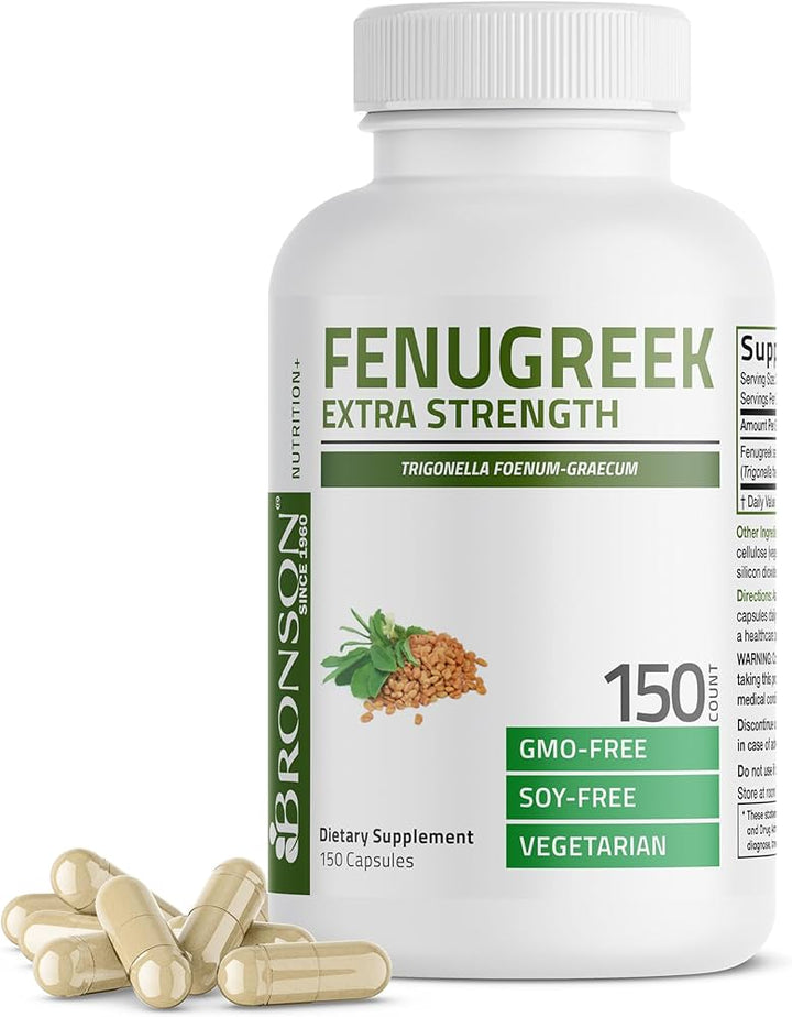 BRONSON Fenugreek Extra Strength - 150 Capsules |برونسون حلبة قوة إضافية - 150 كبسولة