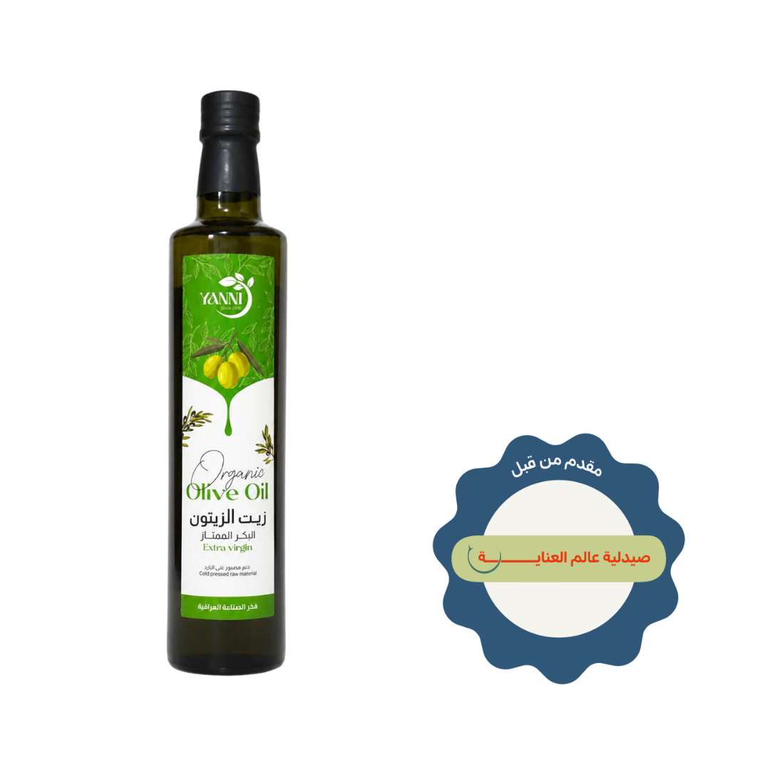 YANNI Organic Extra Virgin Olive Oil 500ml in dark glass bottle with green label and black cap