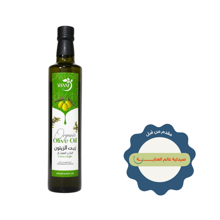 YANNI Organic Extra Virgin Olive Oil 500ml in dark glass bottle with green label and black cap