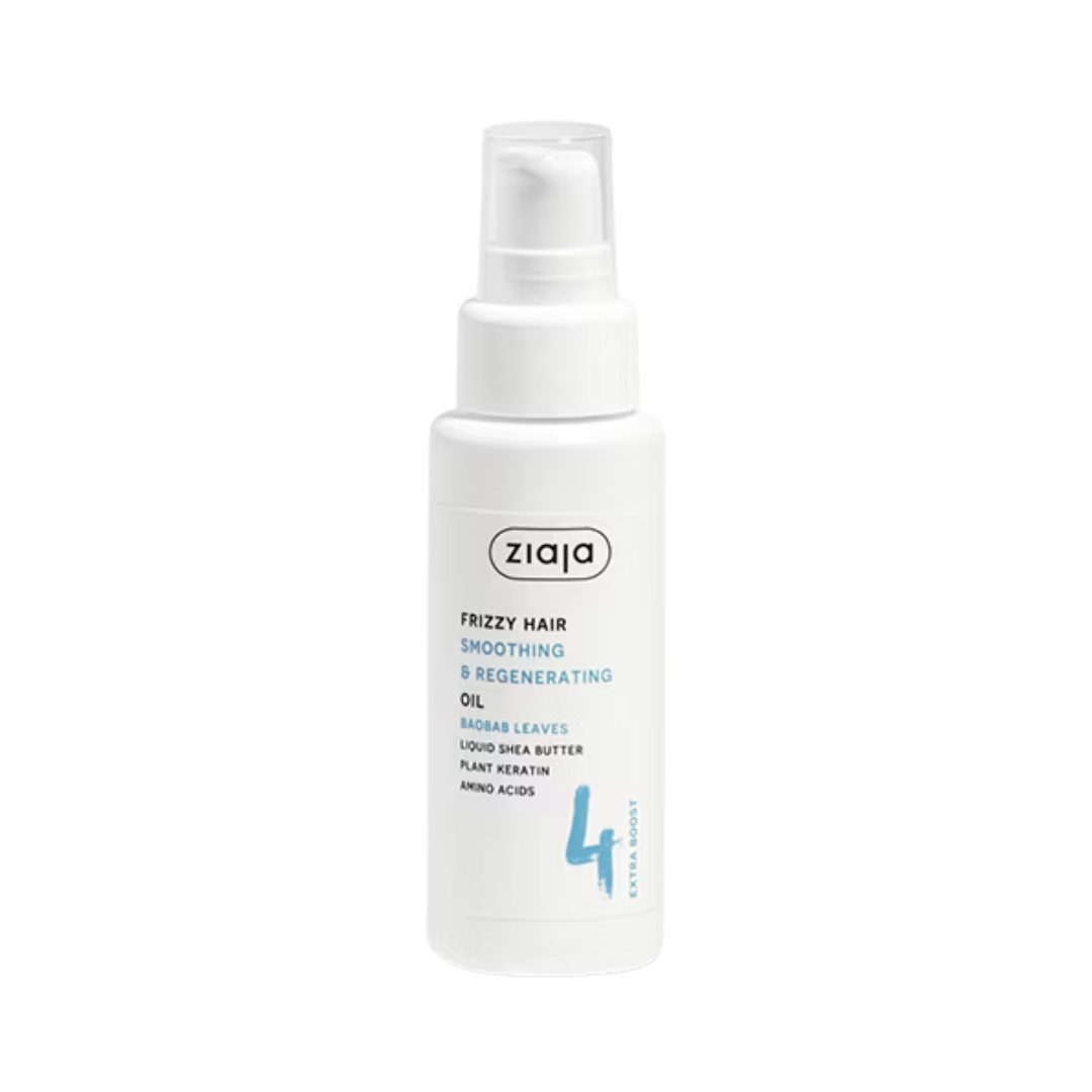 Ziaja Frizzy Hair Smoothing and Regenerating Oil pump bottle with baobab leaves 4 icon