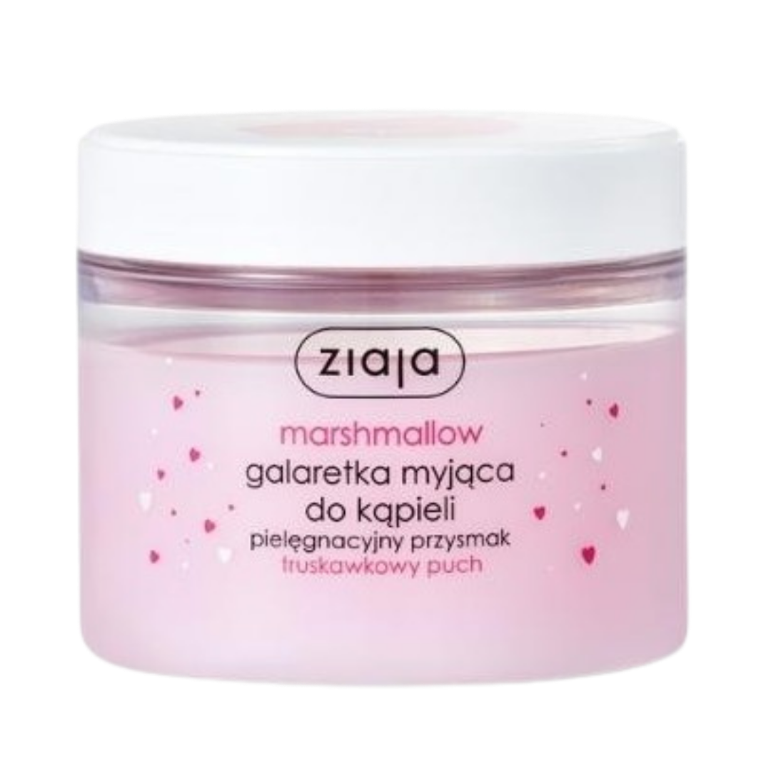 Ziaja Marshmallow bath jelly soap, strawberry scent, 260 ml, pink gel in clear plastic jar
