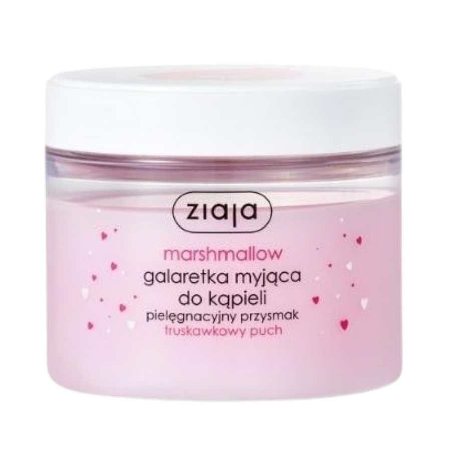 Ziaja Marshmallow bath jelly soap, strawberry scent, 260 ml, pink gel in clear plastic jar