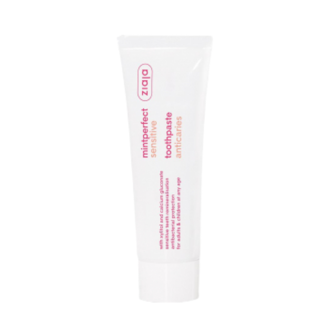 Ziaja Mintperfect Sensitive anticaries toothpaste, mint flavor, 75 ml white squeeze tube with pink labeling