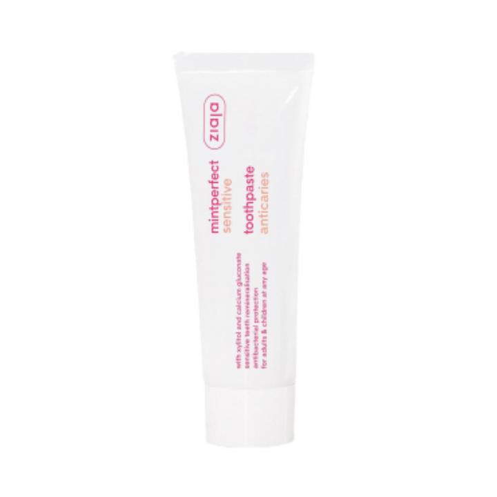 Ziaja Mintperfect Sensitive anticaries toothpaste, mint flavor, 75 ml white squeeze tube with pink labeling