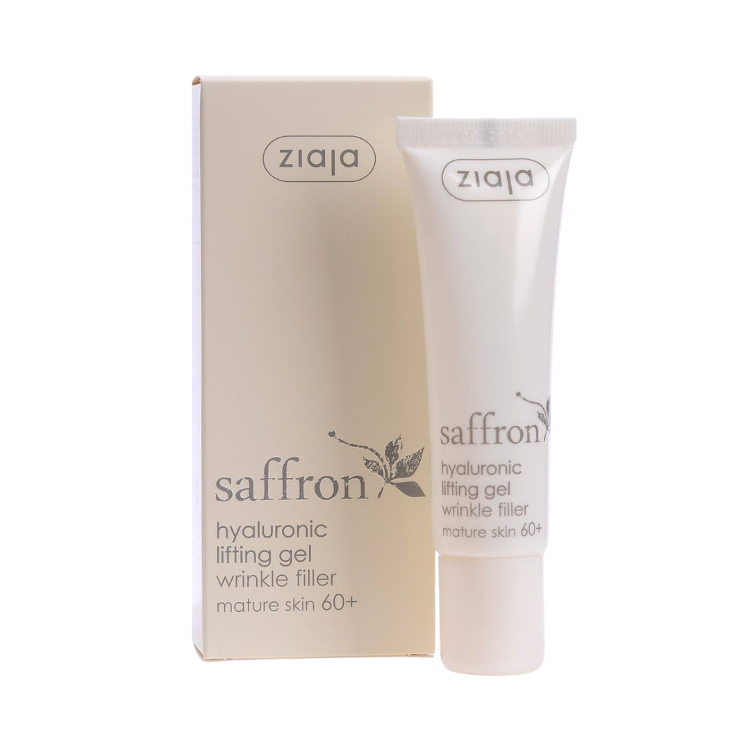 Ziaja Saffron hyaluronic lifting gel wrinkle filler for mature skin 60+, tube with box, 30 ml