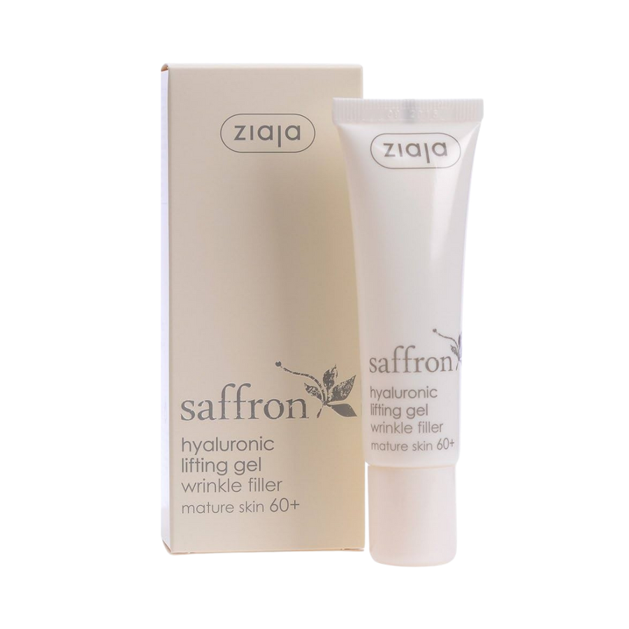Ziaja Saffron hyaluronic lifting gel wrinkle filler for mature skin 60+, tube with box, 30 ml