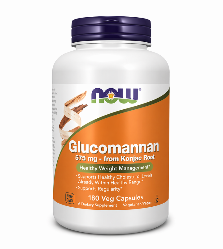 now Glucomannan 575mg - 180 Veg Capsules | ناو جلوكومانان 575 ملغ  لدعم الشبع وصحة الجهاز الهضمي- 180 كبسولة