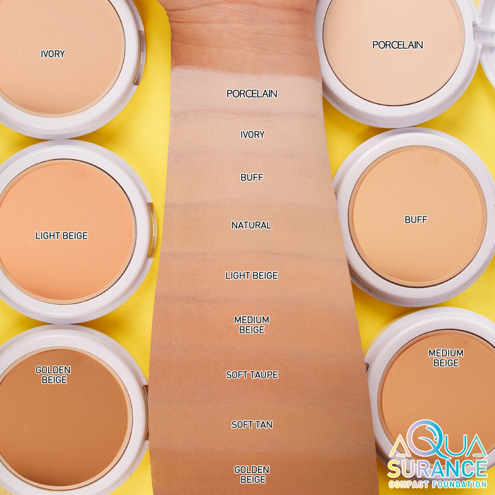 J. Cat Aquasurance Compact Foundation, Porcelain - 9g| جي كات  فاونديشن بودرة مضغوطة-9غرام