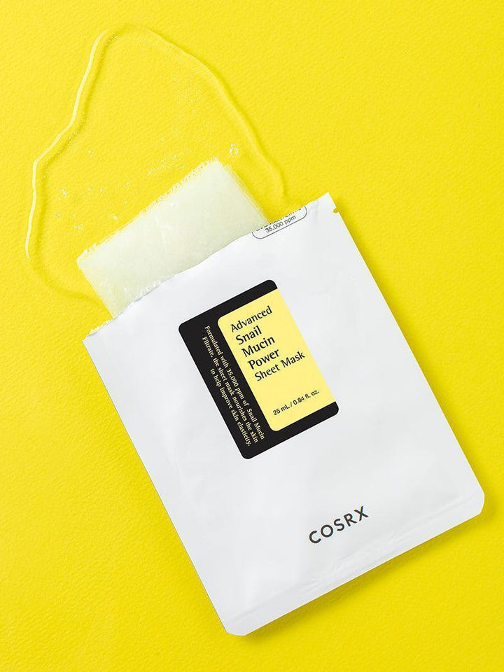 Cosrx Advanced Snail Mucin Power Sheet Mask 10 Sheets - 25ml | كوزركس ماسك ورقي  بخلاصة الحلزون  – 10 أقنعة × 25 مل